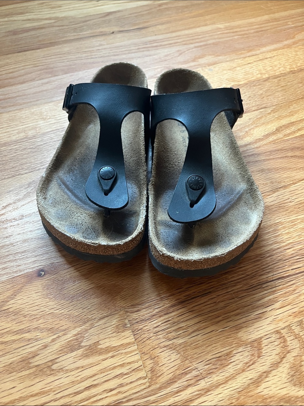Birkenstocks Black Toe-Post Sandals with Adjustable Strap